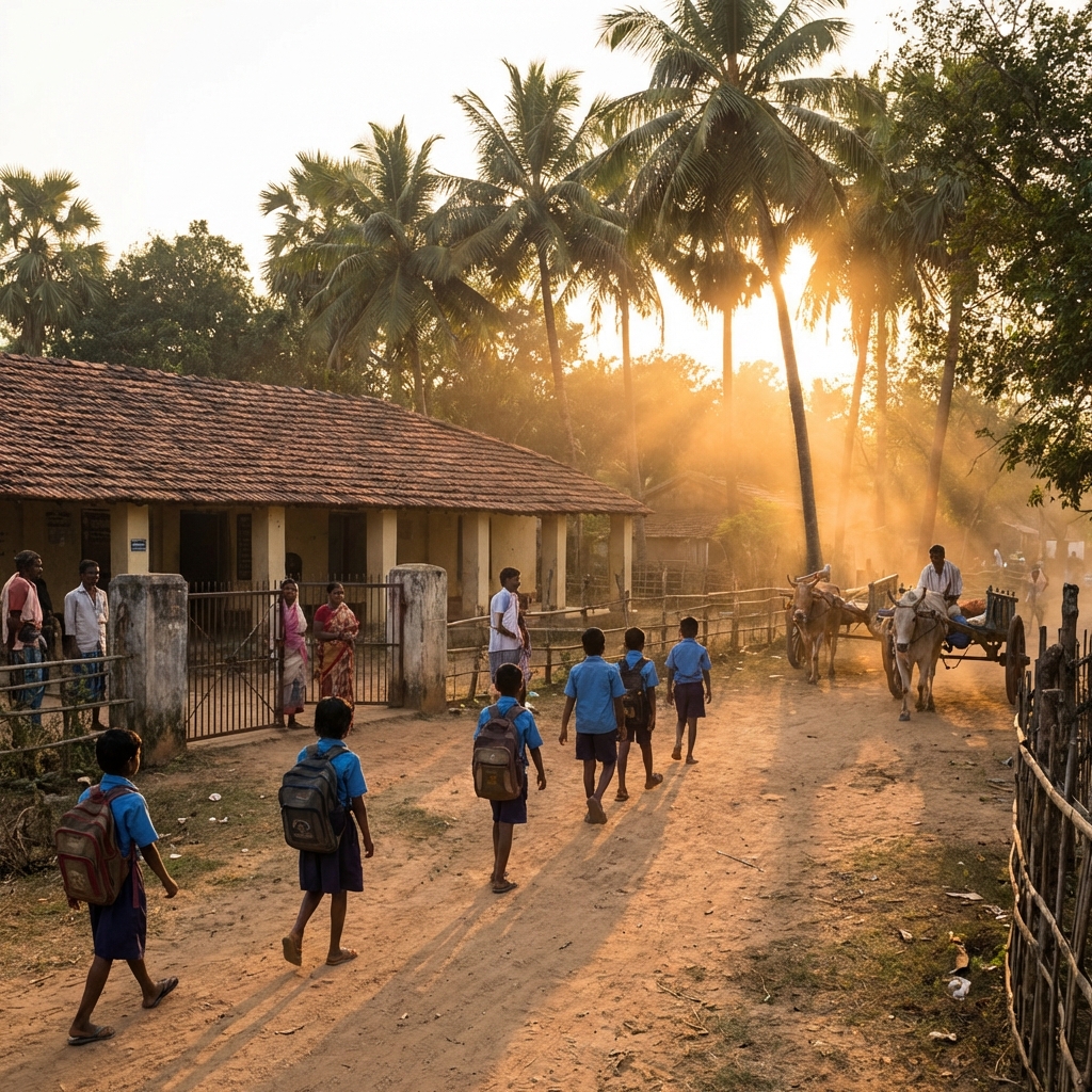 Evening hopeful calm over the school compound